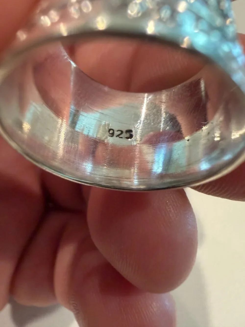 Sterling silver wide band ring
